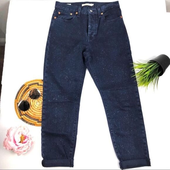 Levi’s Wedgie premium big E jeans custom white dots High waisted size 27 - Picture 1 of 8
